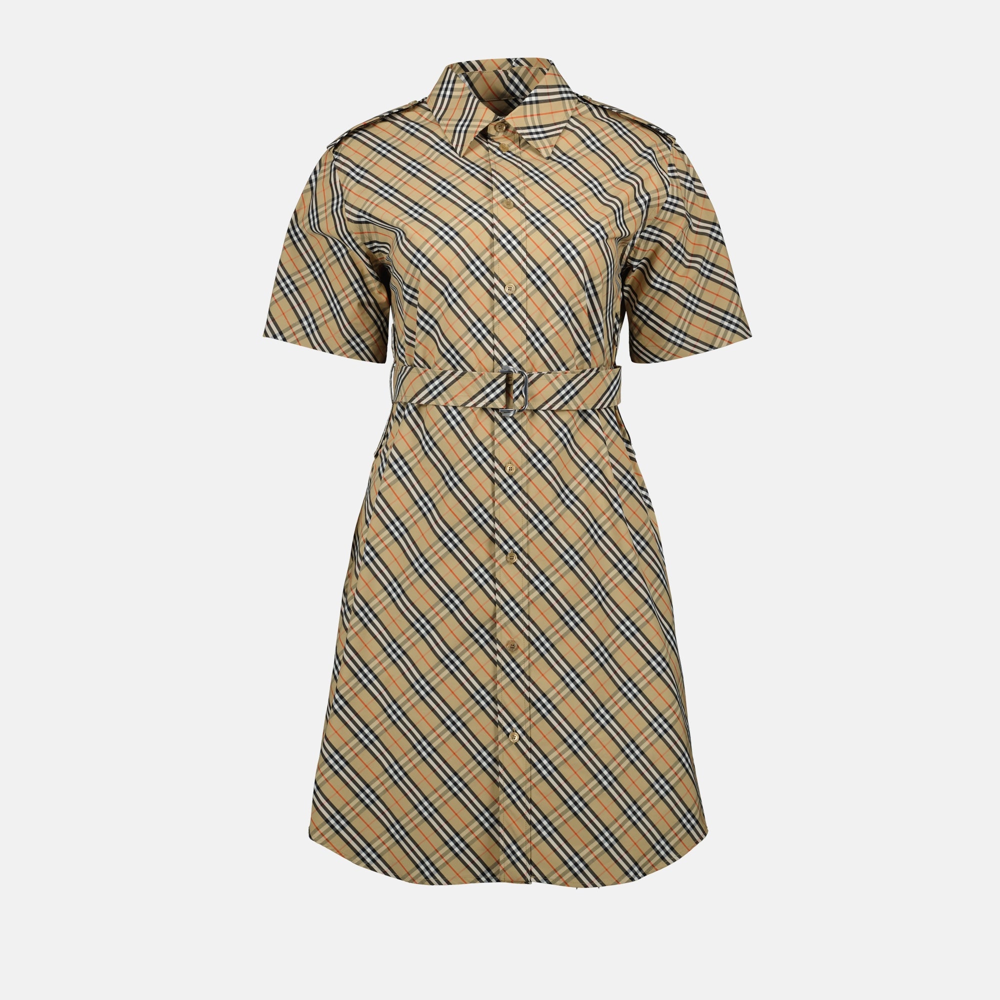 Robes Robe chemise à carreaux Burberry Beige Femme