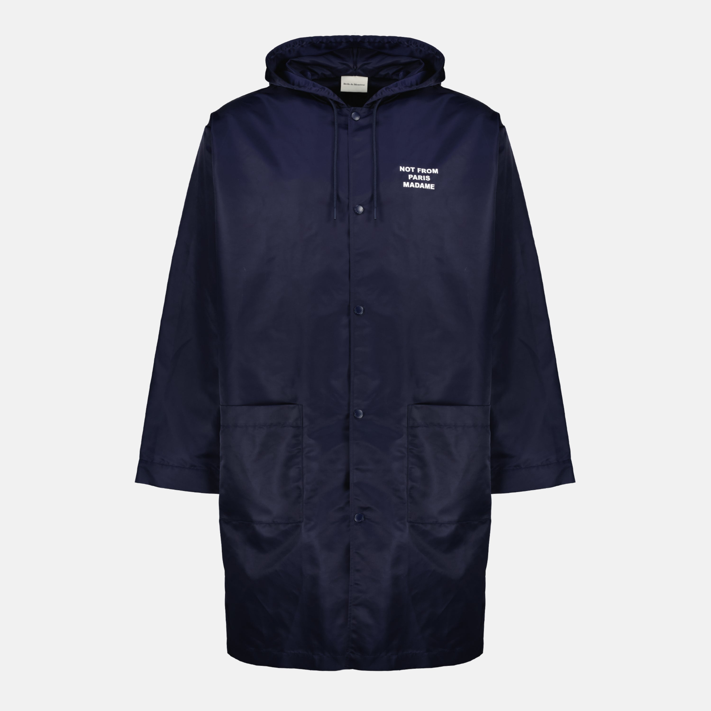 Image de l'article Parka Slogan bleu marine de la marque Drole De Monsieur pour Homme - Saison Printemps-Été 2026 - Vue de Face