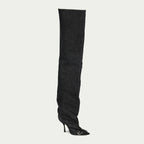 Imagen de las botas altas D-Venus de denim de la marca Diesel para Mujer - Temporada Otoño-Invierno 2025 - Vista tres cuartos frontal derecha