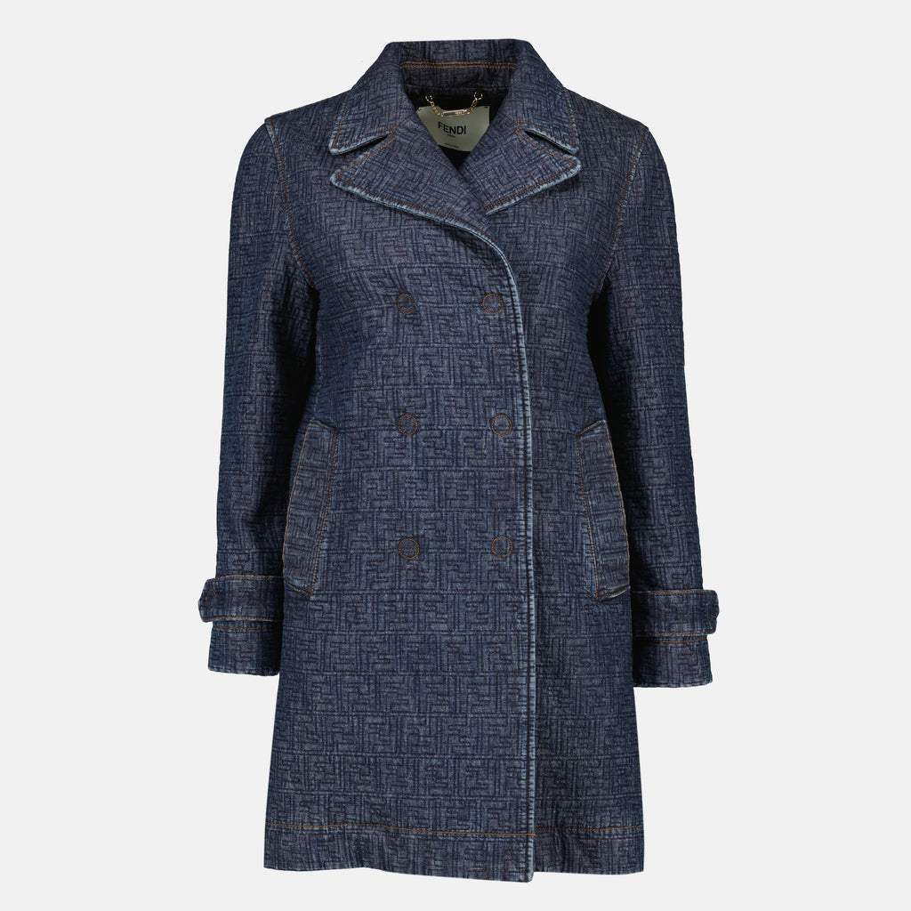 Image de l'article Veste en denim FF bleu marine de la marque Fendi pour Femme - Saison Printemps-Été 2026 - Vue de Face