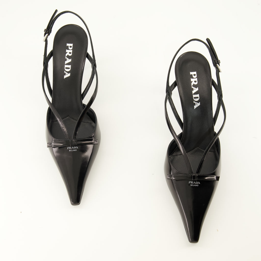 Escarpins Schwarze Lederpumps Prada Noir Femme