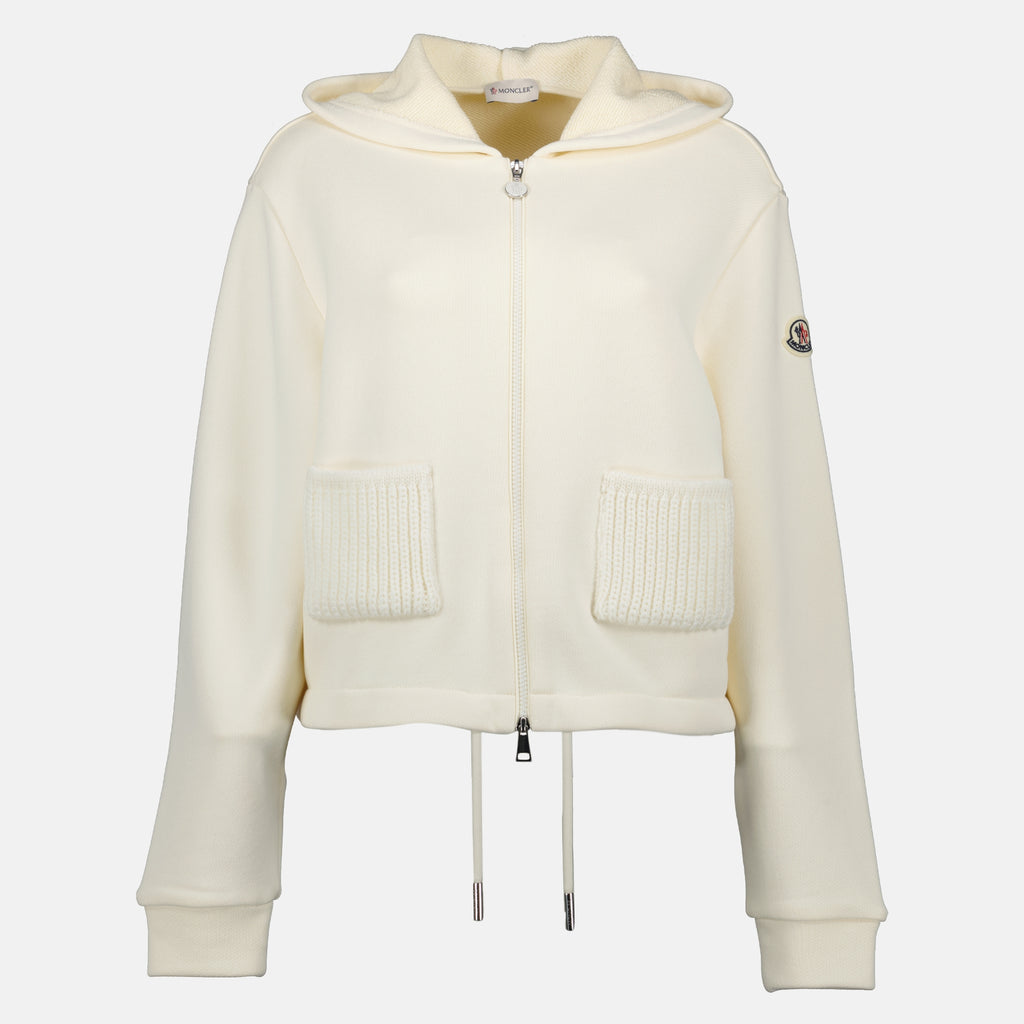 Vestes Giacca in Cotone con Zip Moncler Blanc Femme