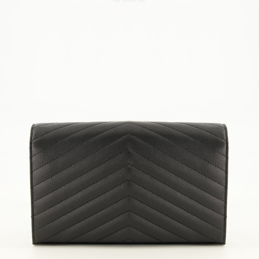 Petite maroquinerie Cassandre Chain Wallet in Black Leather Saint Laurent Noir Femme