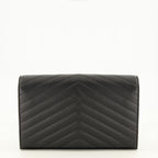 Petite maroquinerie カサンドル チェーン ウォレット ブラック レザー Saint Laurent Noir Femme