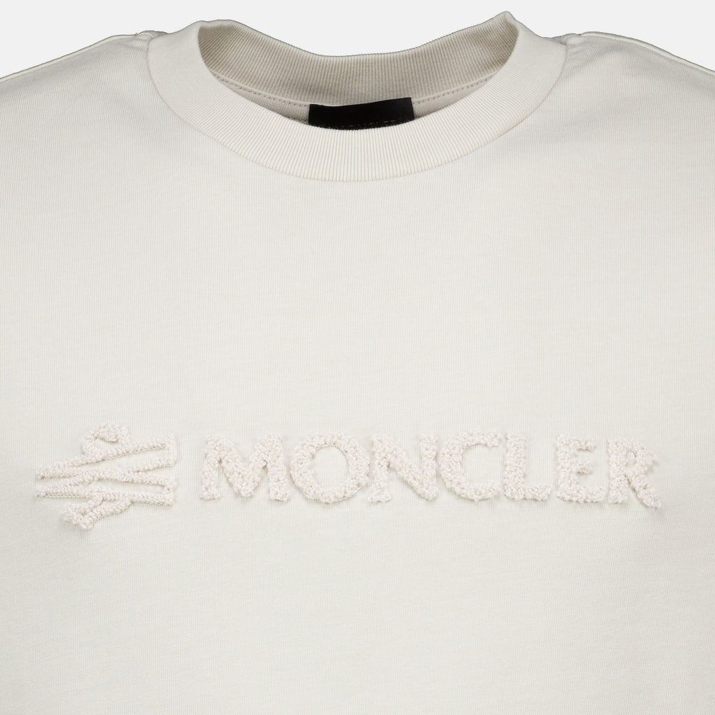 T-shirts Camiseta de Algodón con Logo Blanco Moncler Blanc Homme