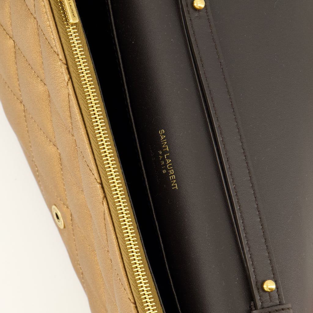 Petite maroquinerie Portefeuille Paris en cuir métallisé marron Saint Laurent Marron Femme