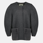 Imagen del abrigo de lana FF en gris de la marca Fendi para mujer - Temporada Otoño-Invierno 2025 - Vista Frontal