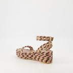 Zeppe Sandali Wedge in Raffia Valentino Garavani Rosa Femme