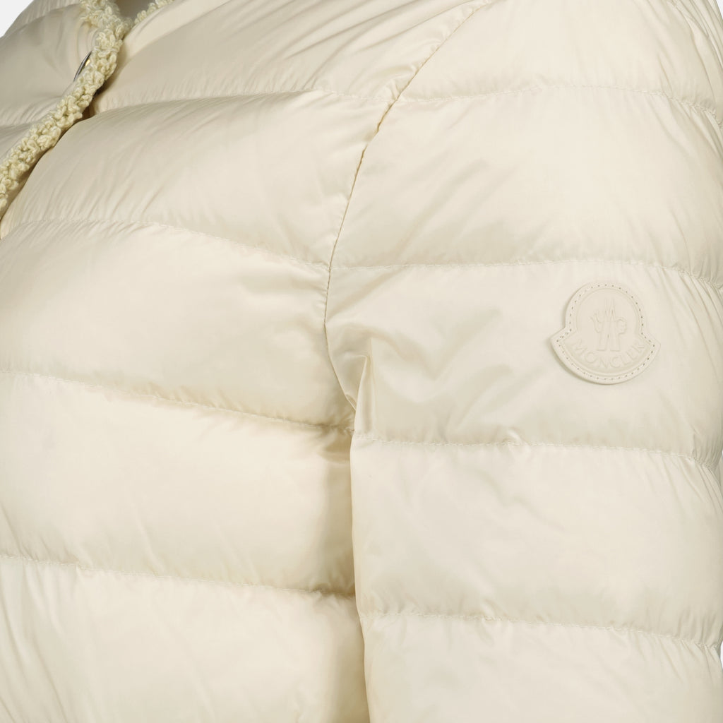 Image of the Moncler women's short floral white down jacket - Spring-Summer 2026 - Detailed View 2