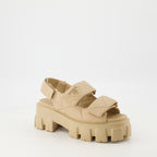 Chaussures ouvertes Sandales en cuir matelassé Prada Beige Femme