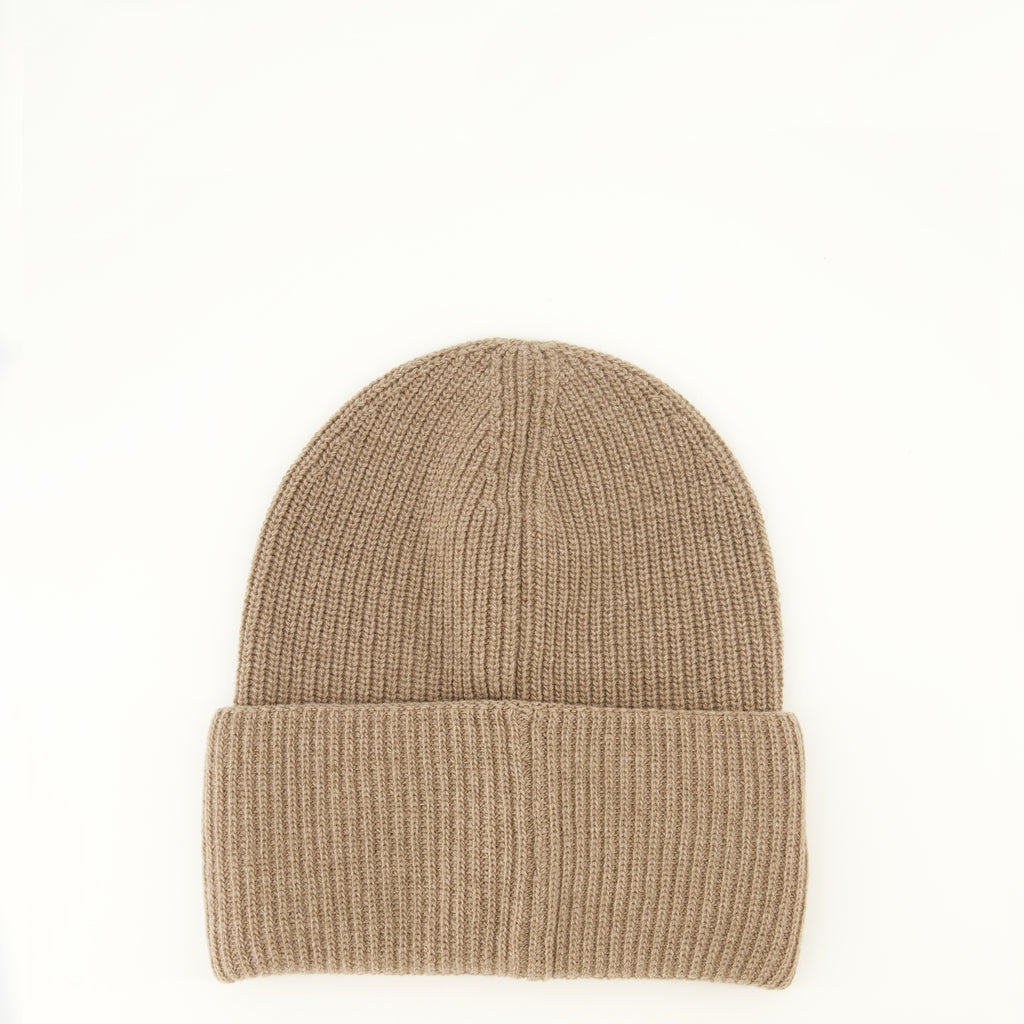 Chapeaux, casquettes et bonnets Brauner Woll- und Kaschmir-Logo-Mütze Moncler Marron Femme
