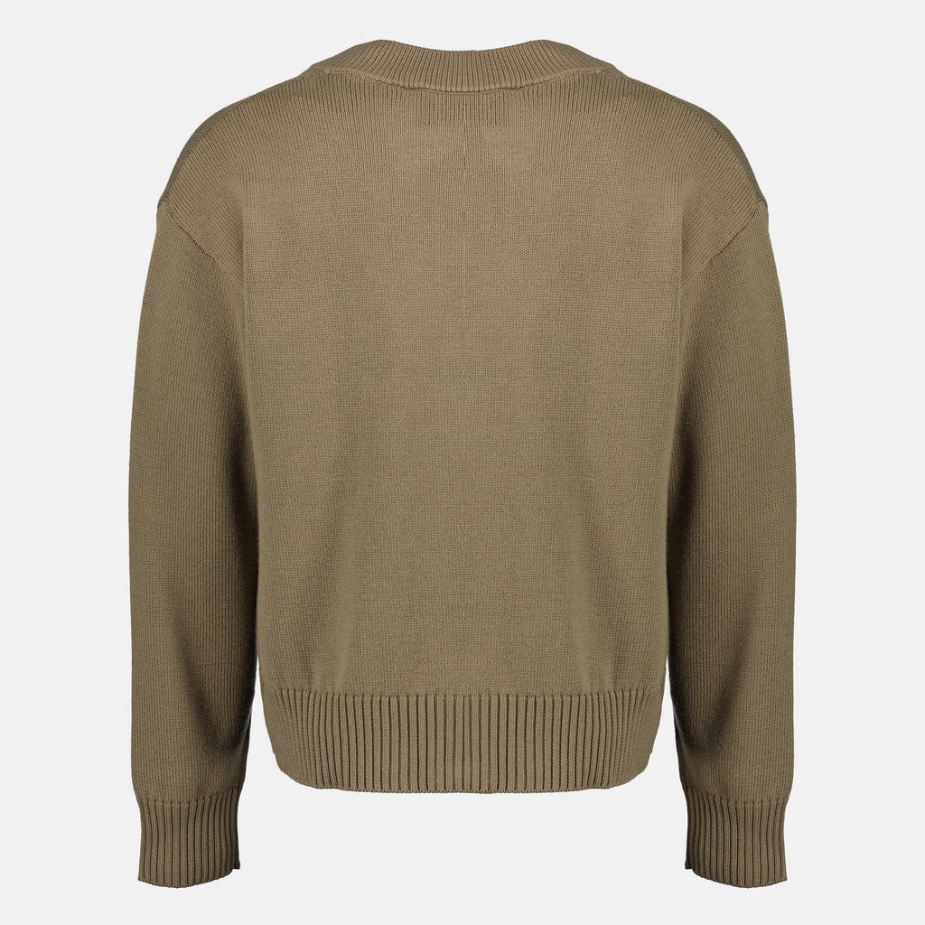 Imagem do cardigan AMI de coração bege em lã e algodão da marca Ami PARIS para Unisex - Temporada Primavera-Verão 2026 - Vista Traseira