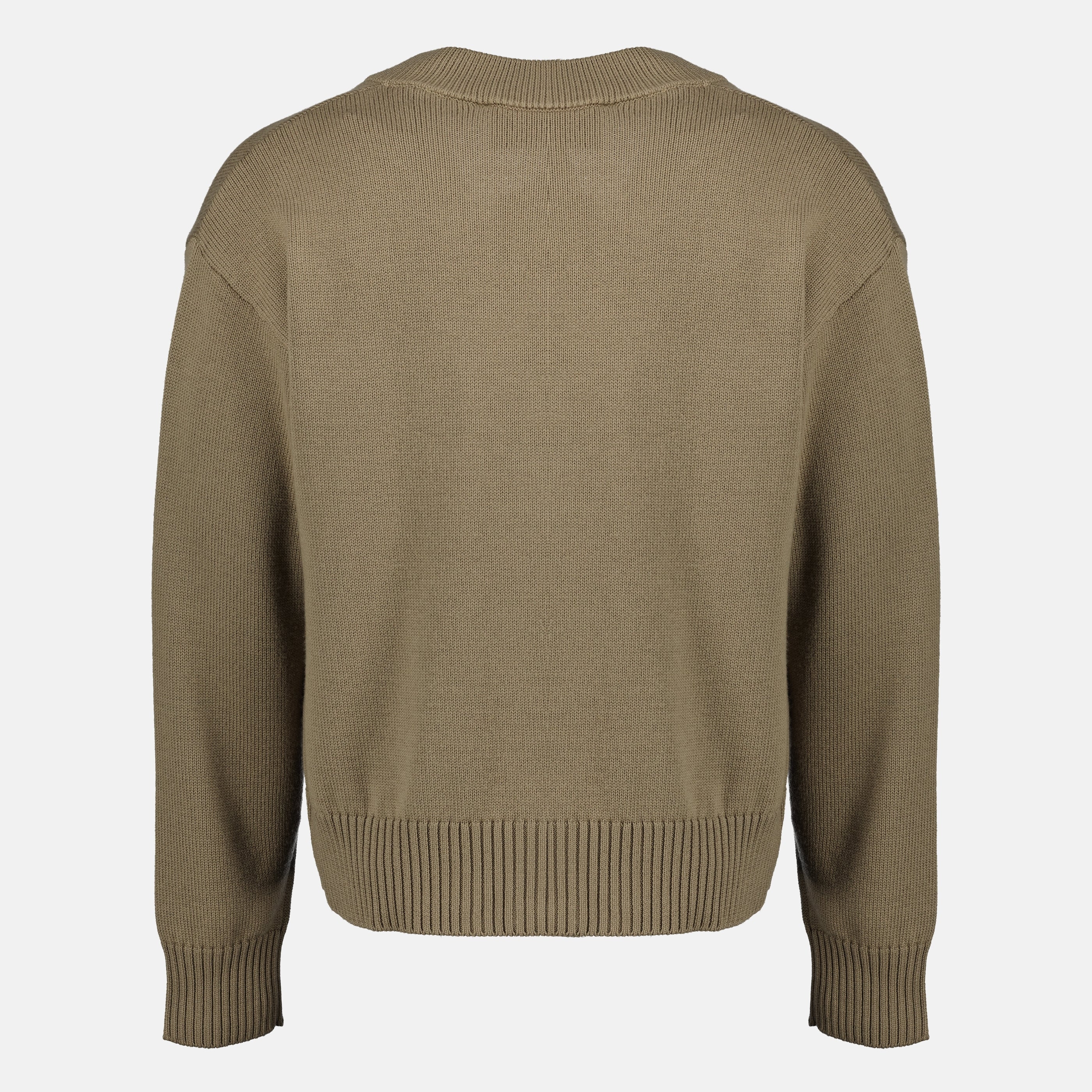 Image de l'article Cardigan AMI de coeur beige en laine et coton de la marque Ami PARIS pour Unisex - Saison Printemps-Été 2026 - Vue de Dos