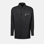 Camicie Giacca Camicia in Lana Fendi Grigio Homme