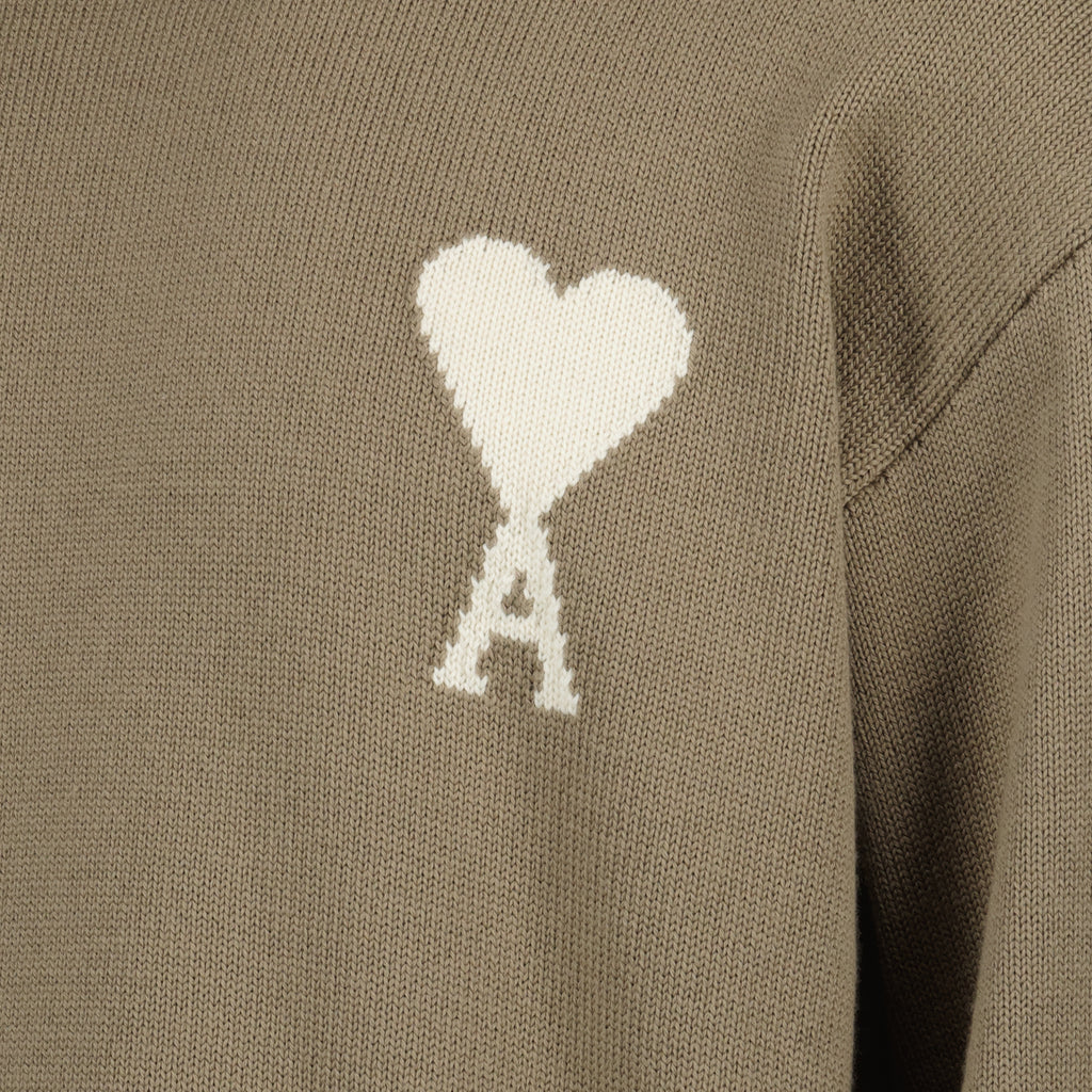 Image de l'article Pull AMI de coeur beige en laine ete coton de la marque Ami PARIS pour Unisex - Saison Printemps-Été 2026 - Vue détaillée_1