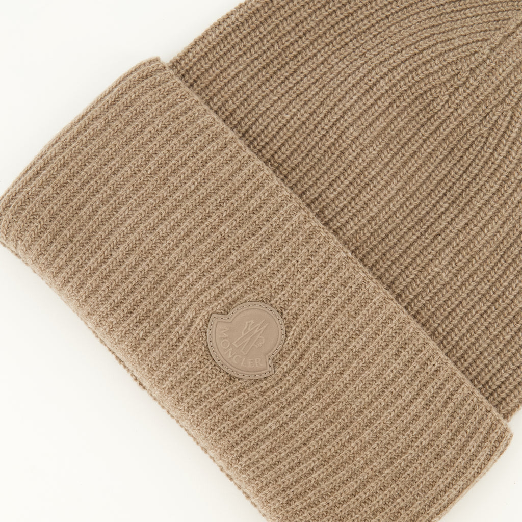 Chapeaux, casquettes et bonnets Brauner Woll- und Kaschmir-Logo-Mütze Moncler Marron Femme