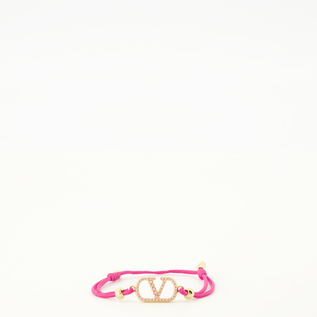 Bijoux Pulseira VLogo em Algodão e Cristais Swarovski® Rosa Valentino Garavani Rose Femme