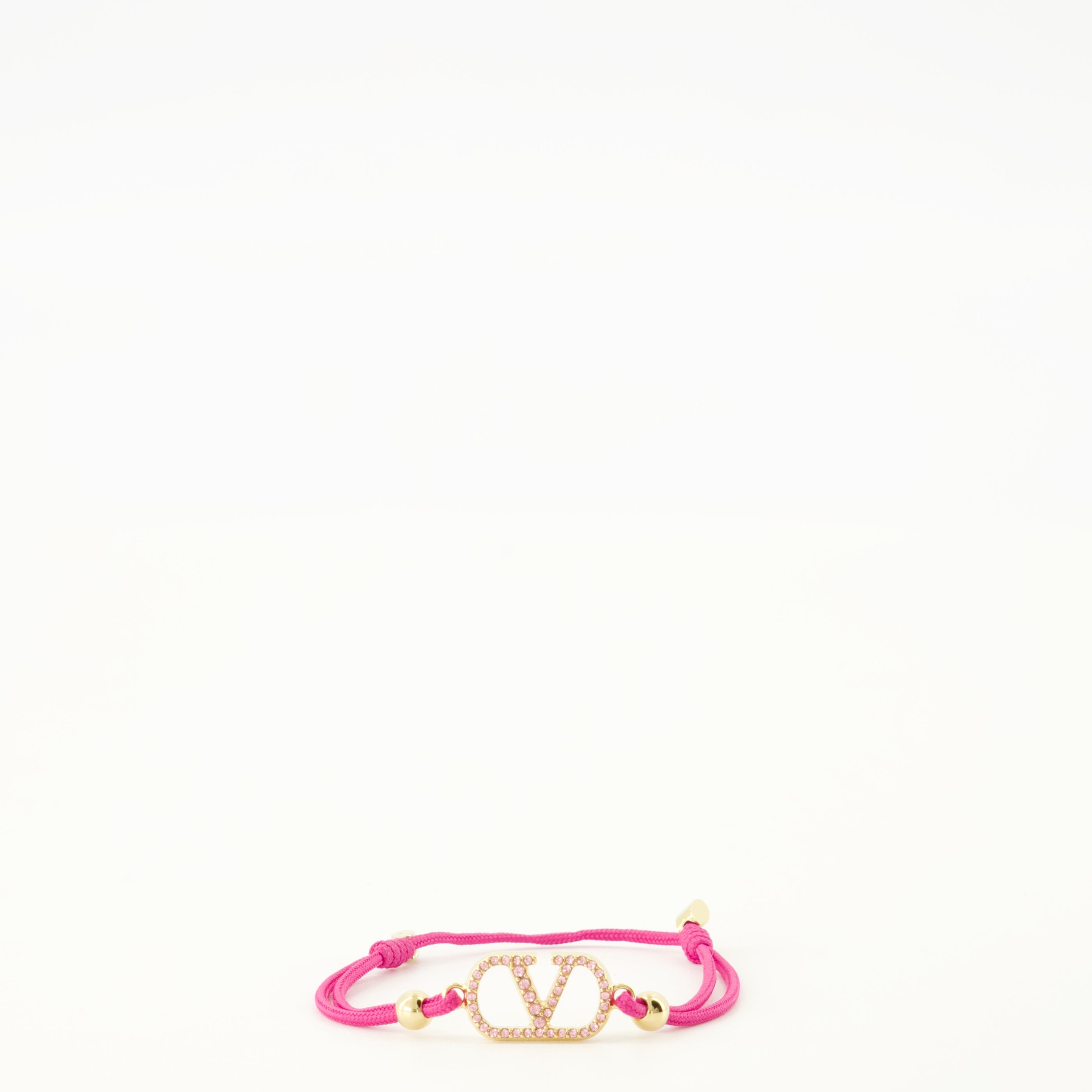 Bijoux Pulseira VLogo em Algodão e Cristais Swarovski® Rosa Valentino Garavani Rose Femme