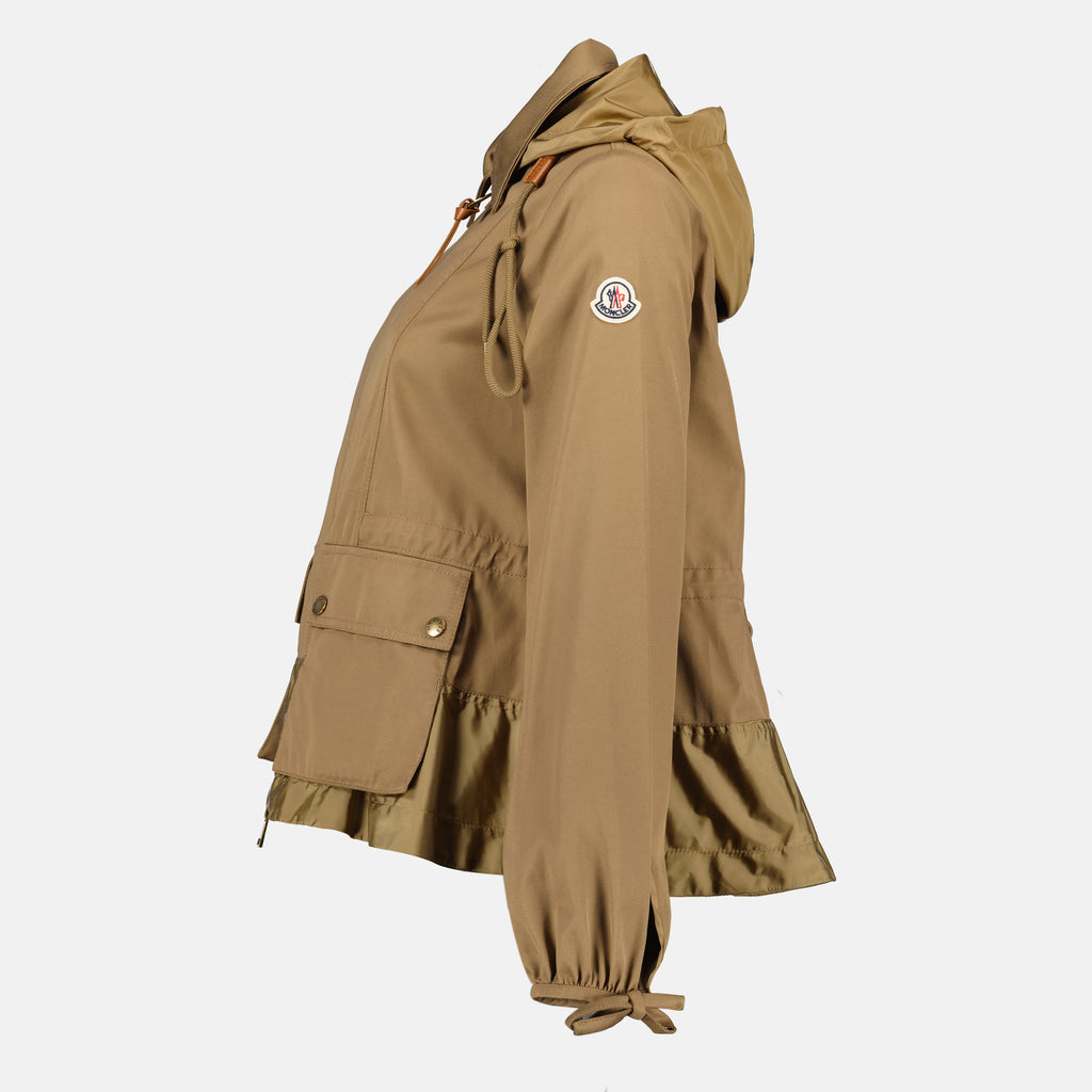 Vestes Casaco com Capuz Adenium em Gabardine de Algodão Moncler Marron Femme