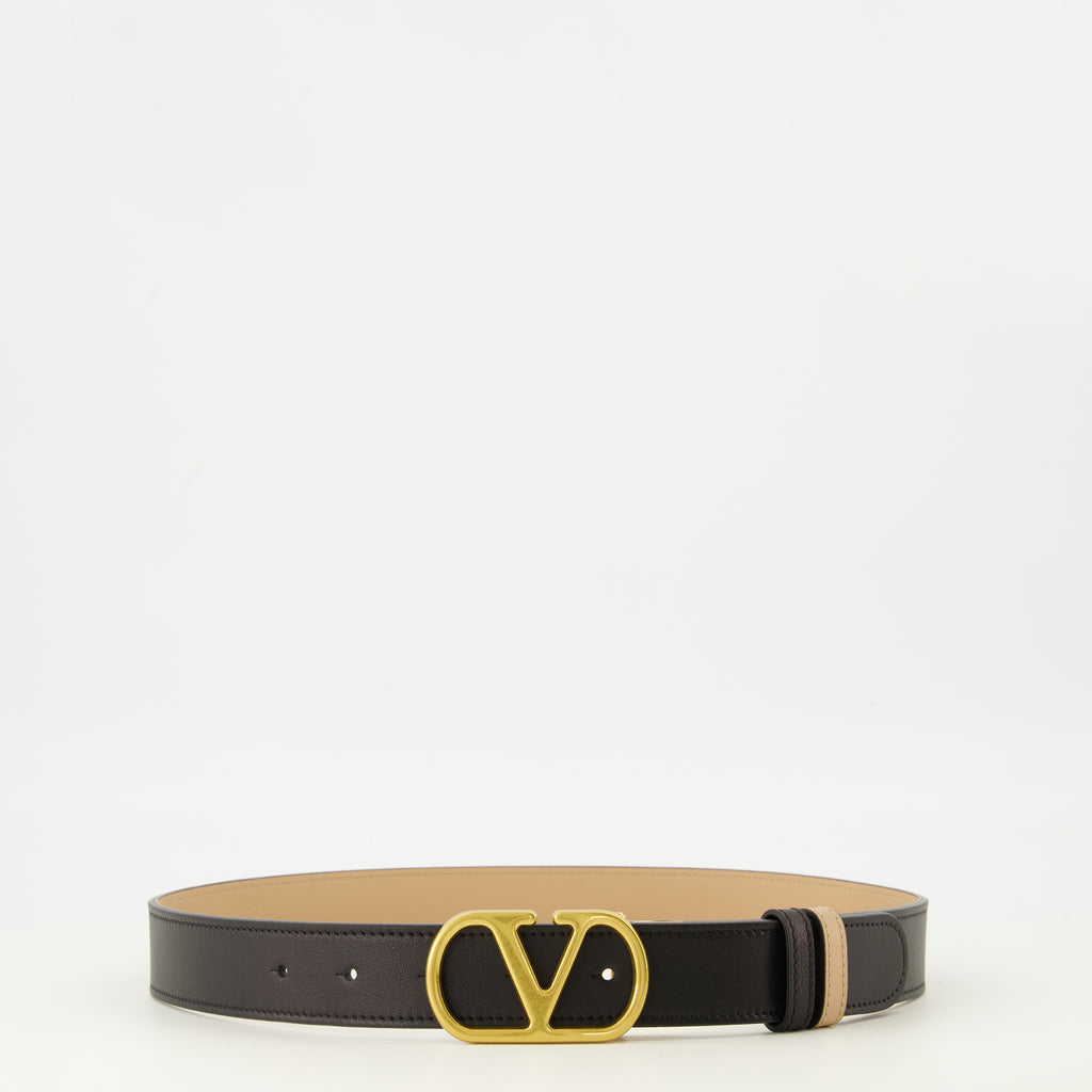 Image de l'article Ceinture VLogo réversible noir et beige 30 mm de la marque Valentino Garavani pour Femme - Saison Printemps-Été 2026 - Vue de Face