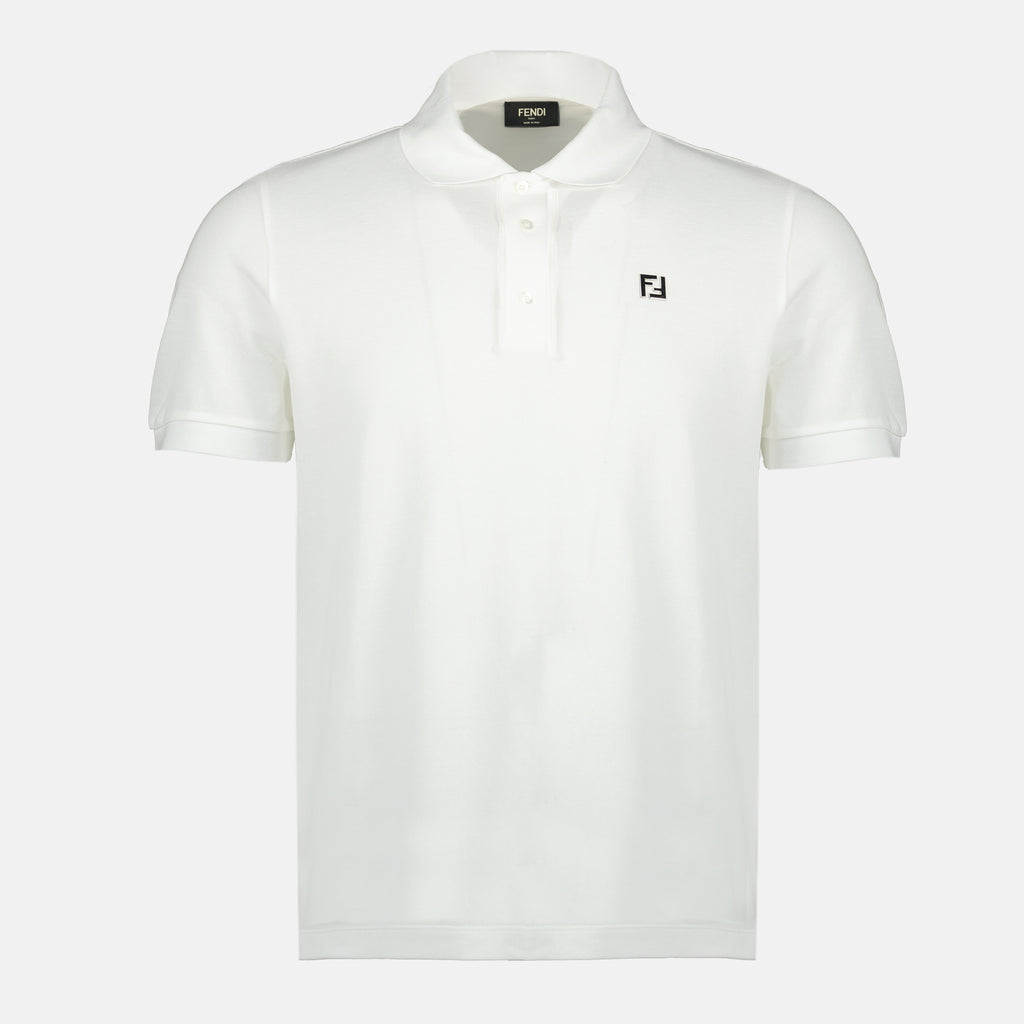 Image de l'article Polo en coton piqué blanc de la marque Fendi pour Homme - Saison Printemps-Été 2026 - Vue de Face