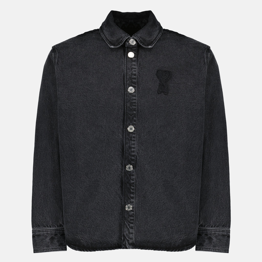 Image de l'article Surchemise noire en coton de la marque Ami PARIS pour Unisex - Saison Printemps-Été 2026 - Vue de Face