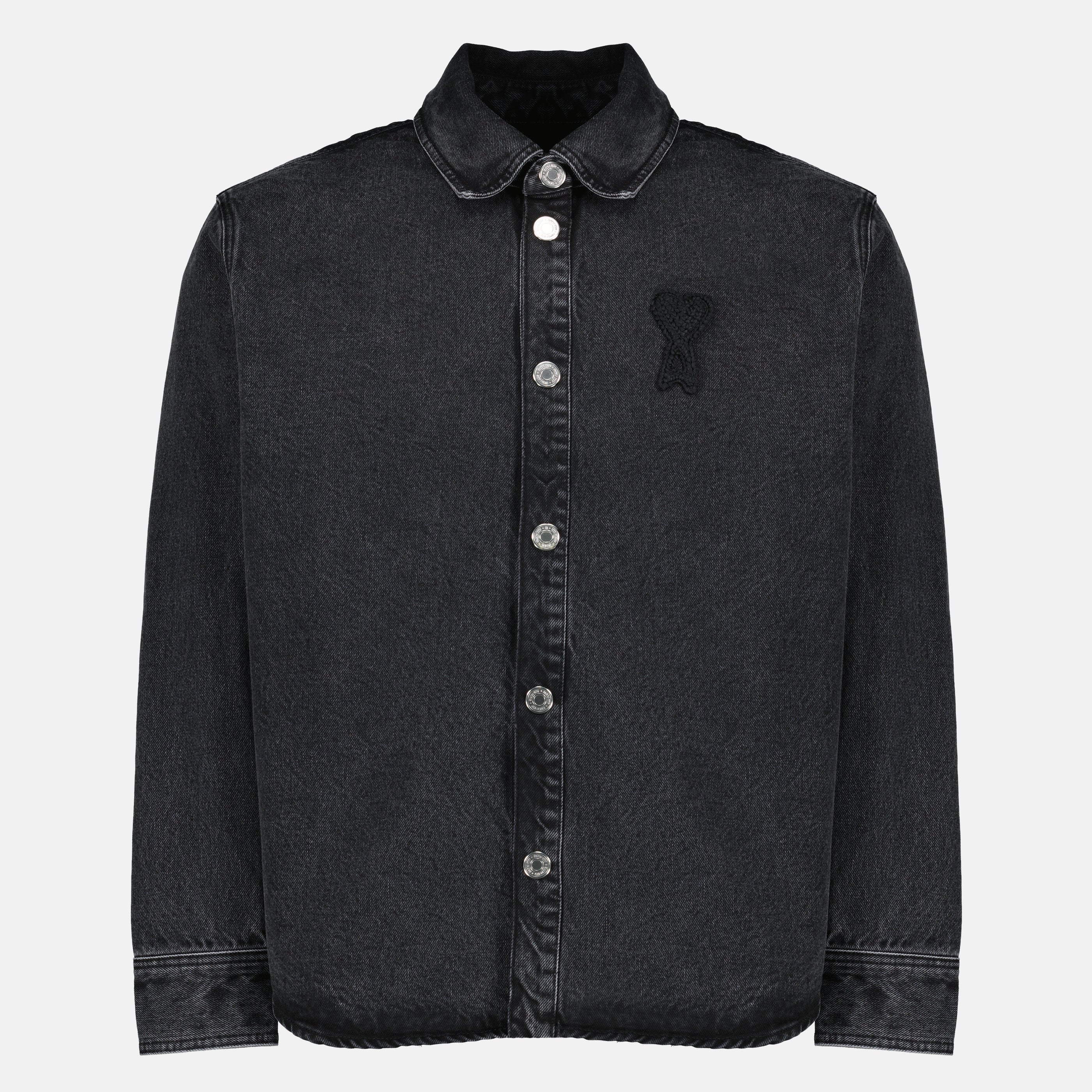 Image de l'article Surchemise noire en coton de la marque Ami PARIS pour Unisex - Saison Printemps-Été 2026 - Vue de Face