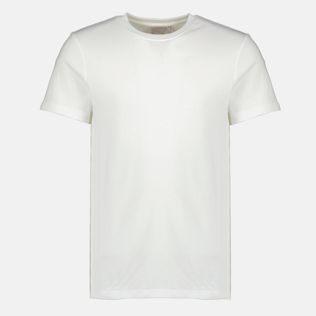 T-shirts T-shirt Bianco in Cotone Ricamato CD Dior Blanc Homme
