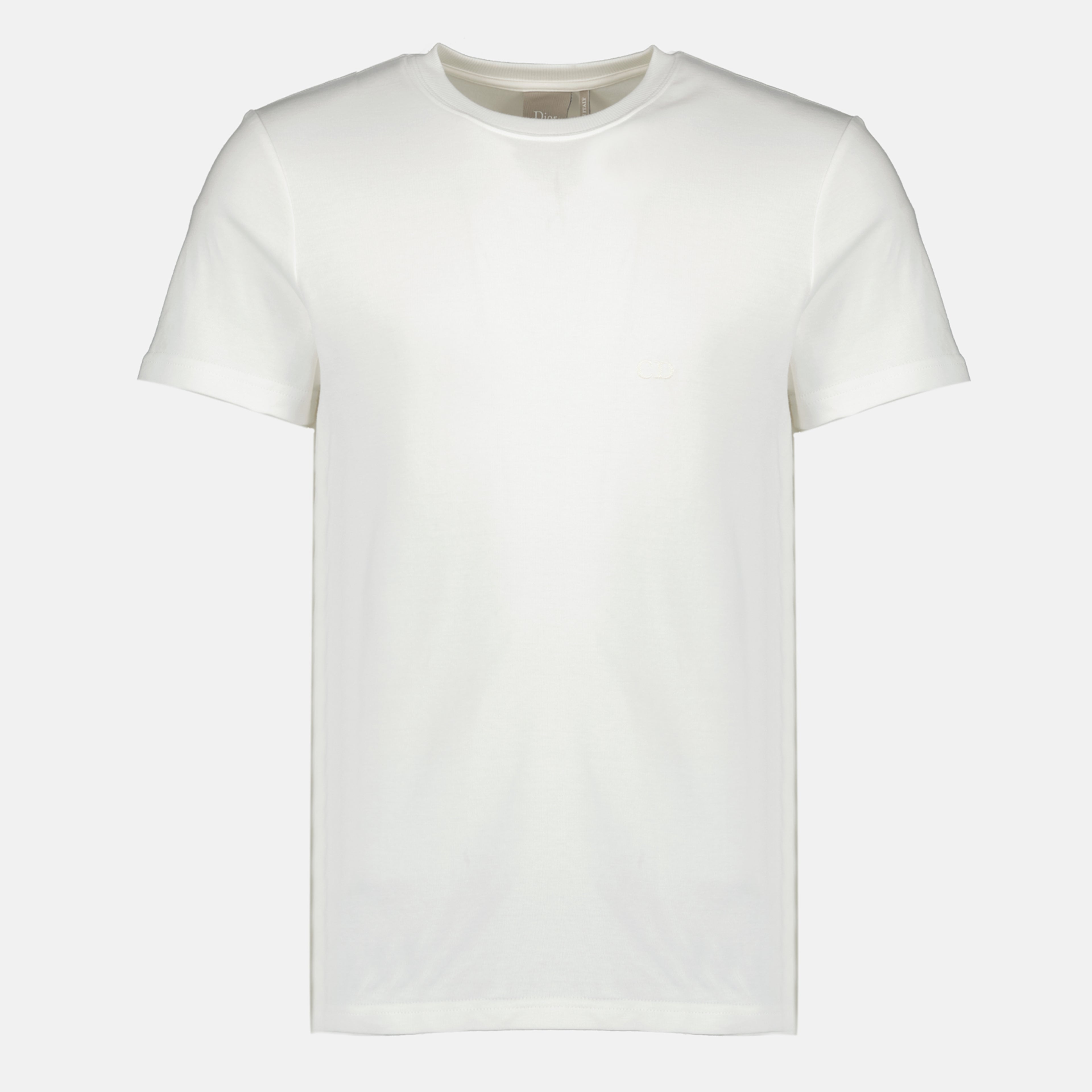 T-shirts T-shirt Bianco in Cotone Ricamato CD Dior Blanc Homme