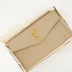 Pochettes Clutch Uptown Saint Laurent Beige Femme