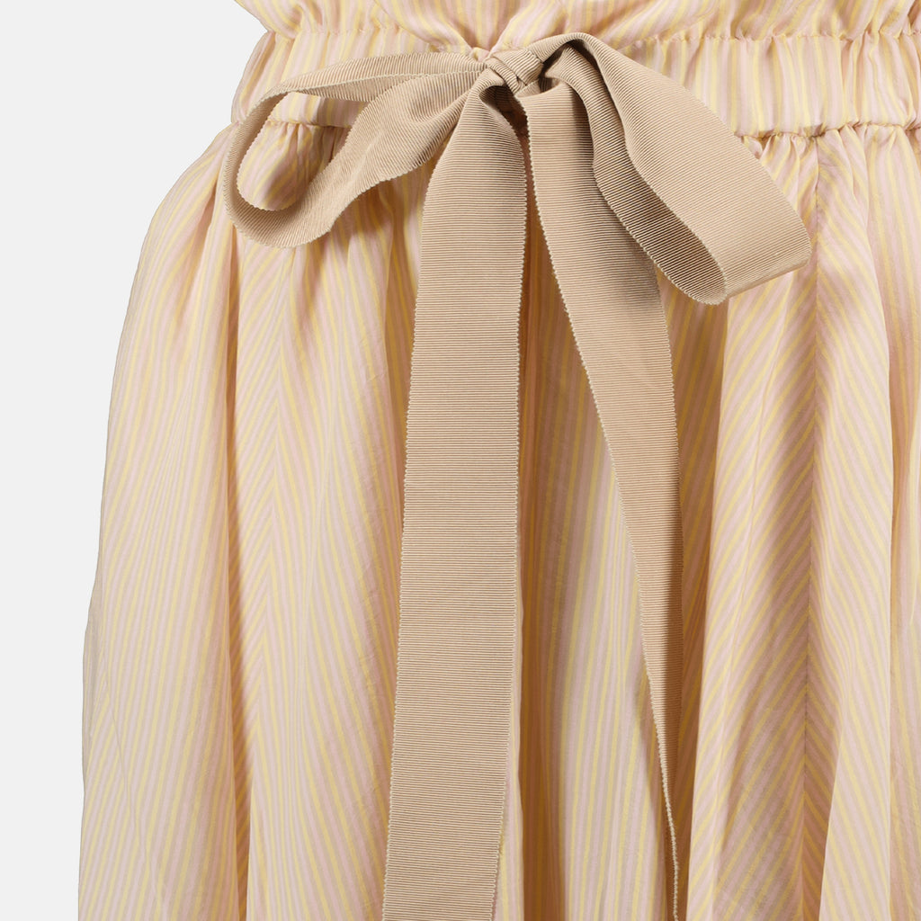 Jupes Jupe longue à rayures en soie beige Patou Rose Femme