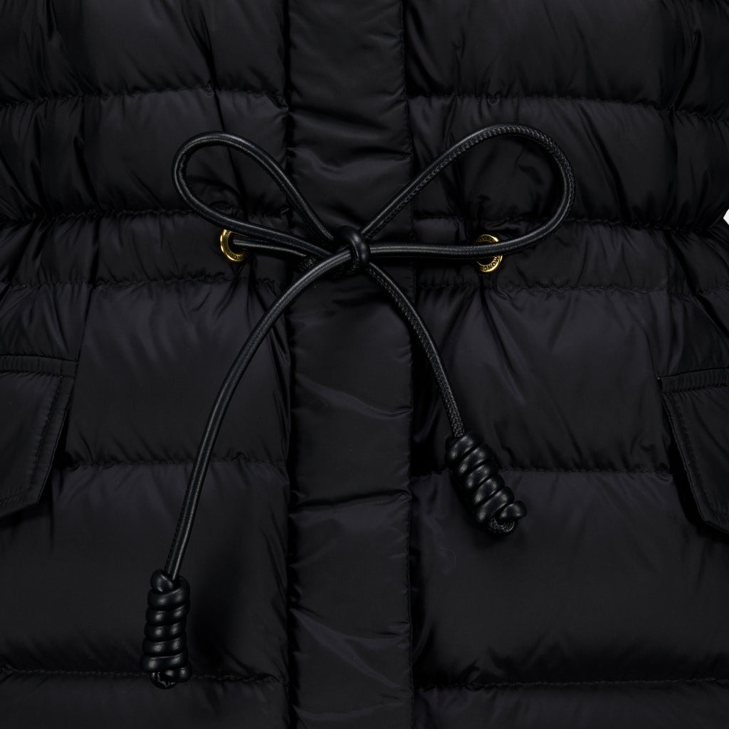 Manteaux Giacca imbottita nera a righe Moncler Noir Femme