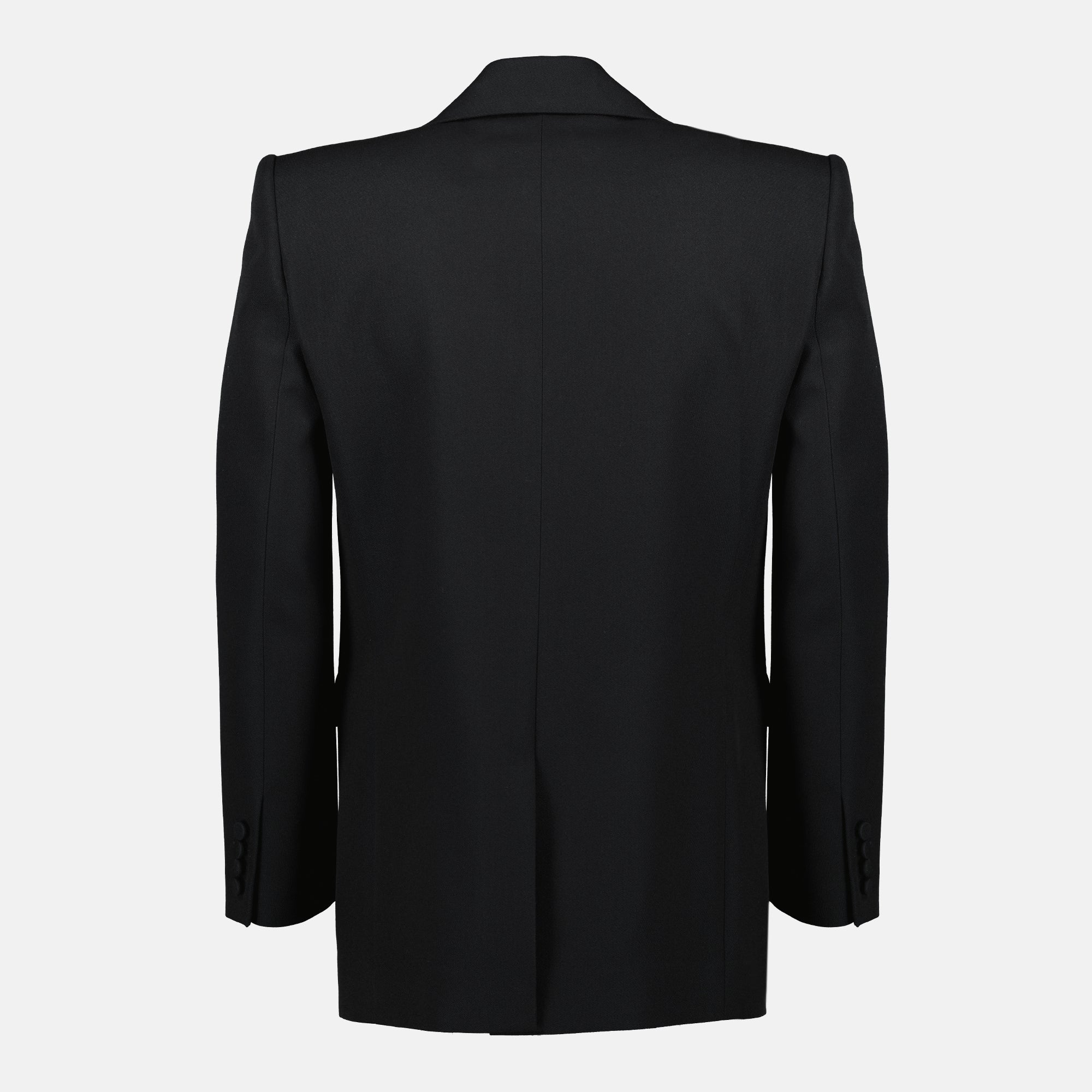 Imagen del blazer negro de lana de Saint Laurent para hombre - Temporada Otoño-Invierno 2025 - Vista Trasera
