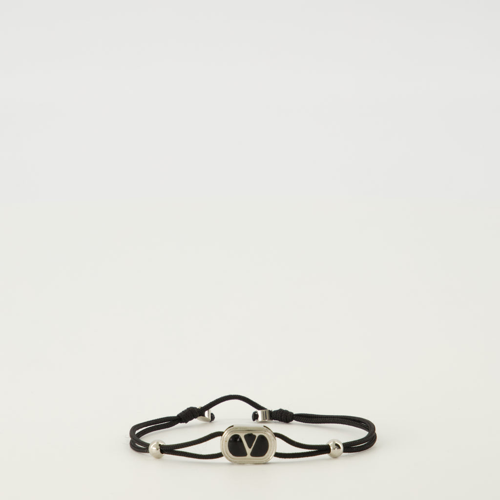 Bijoux Bracelet Ovalette à cordon et émail noir Valentino Garavani Noir Homme