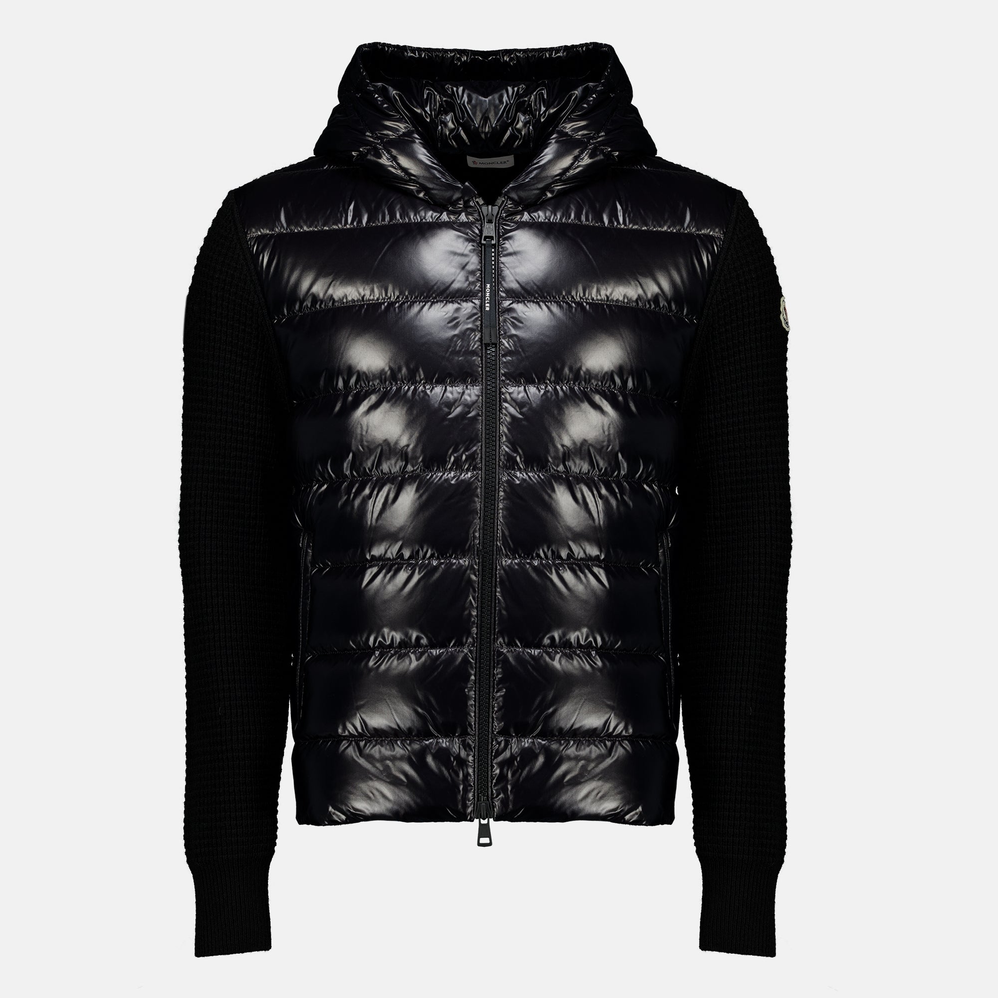 Maille Two-tone black wool and cashmere jacket Moncler Noir Homme