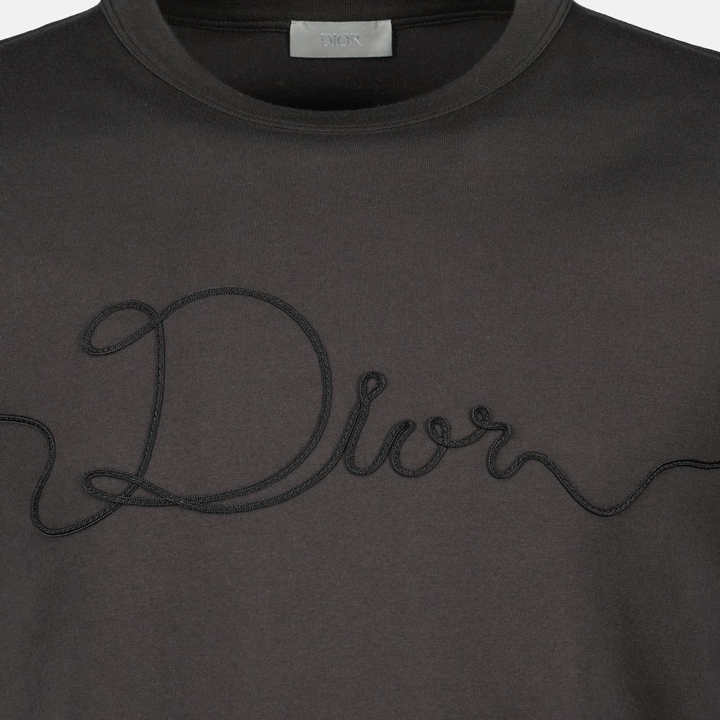 Image of the Dior Ribbon gray T-shirt from the Dior brand for Men - Spring-Summer 2026 - Detailed View 1