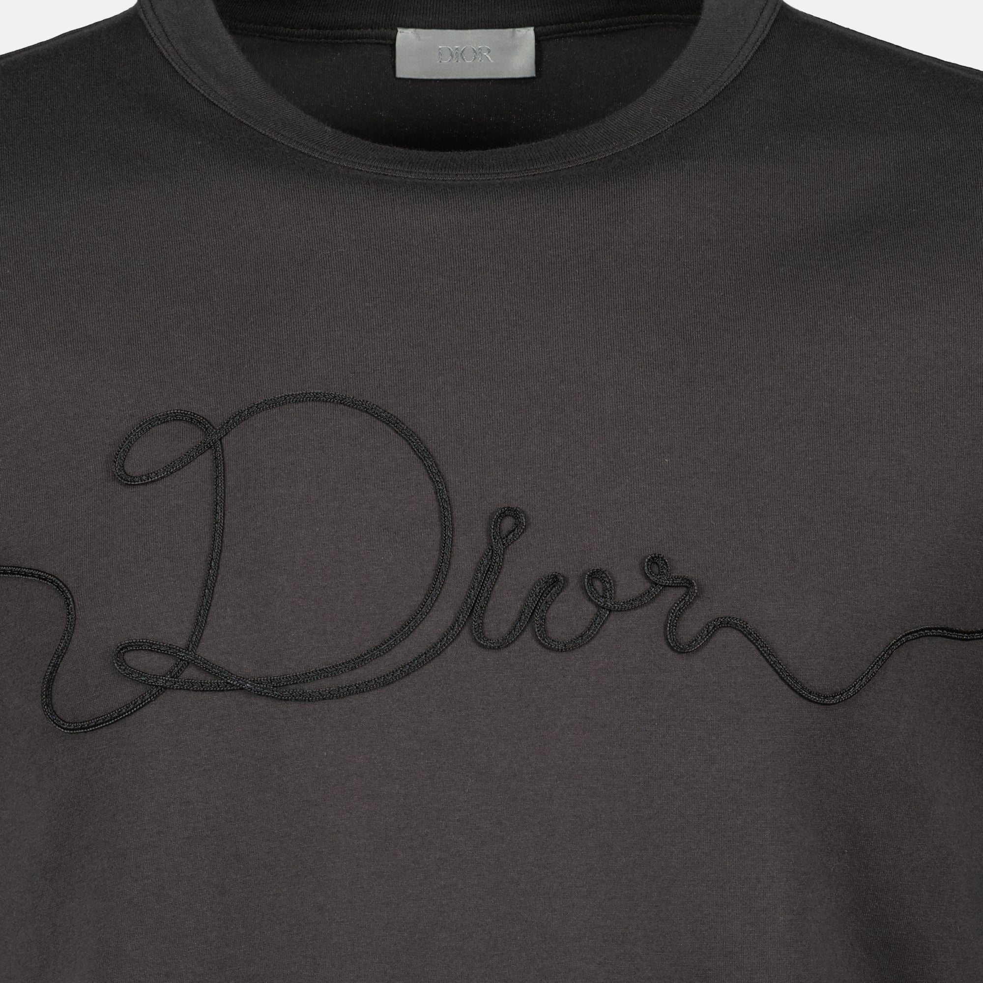 Image of the Dior Ribbon gray T-shirt from the Dior brand for Men - Spring-Summer 2026 - Detailed View 1