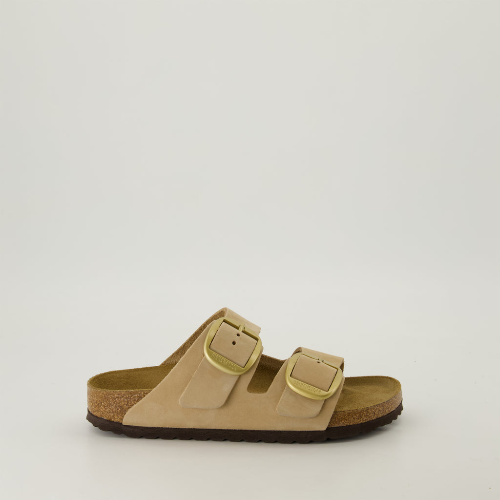 Zapatos abiertos Sandalias Arizona Big Buckle Birkenstock Beige Femme