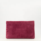 Image of the Cassandre suede leather purple clutch bag by Saint Laurent for Women - Spring-Summer 2026 - Back View