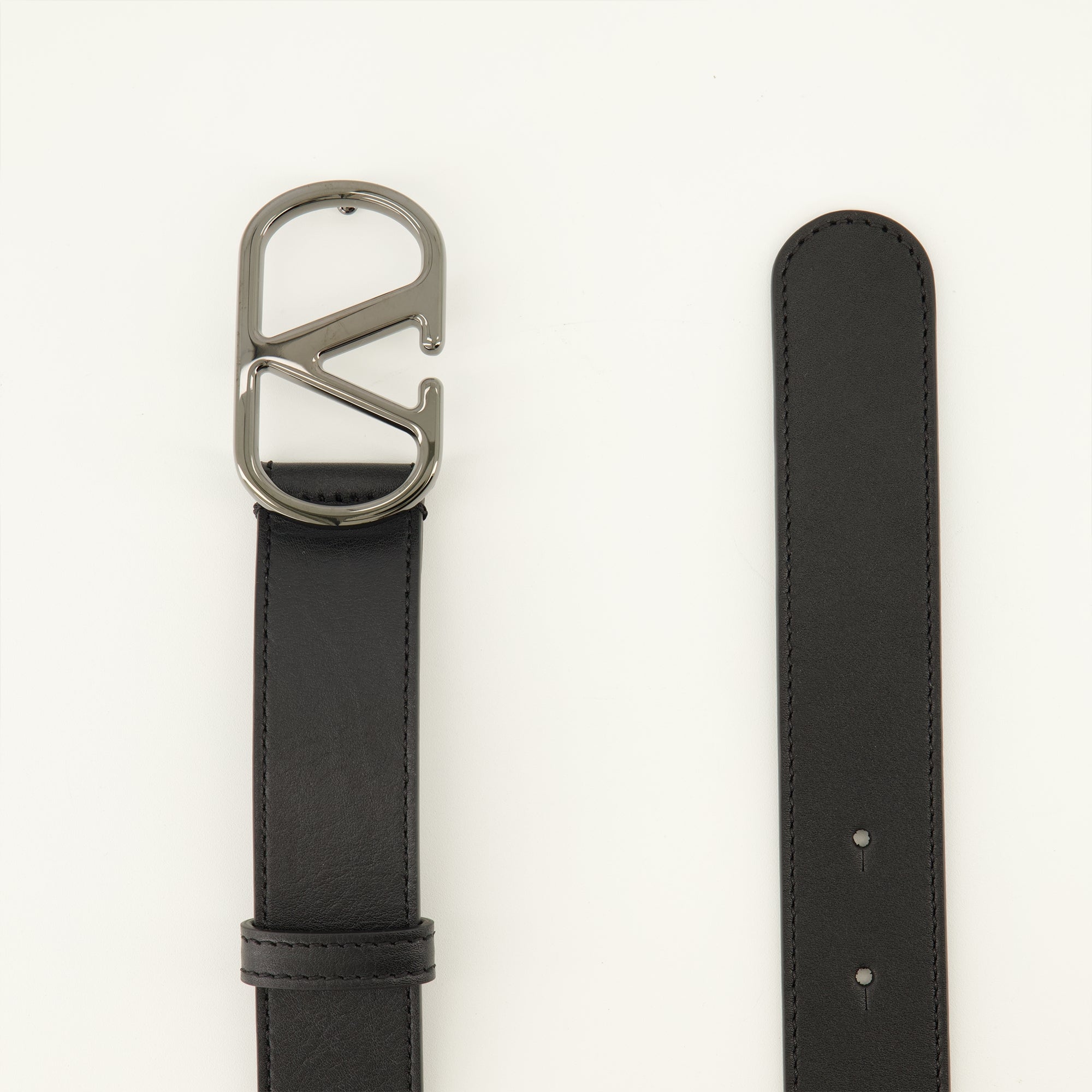 Ceintures Cintura VLogo in Pelle Nera Valentino Garavani Noir Homme