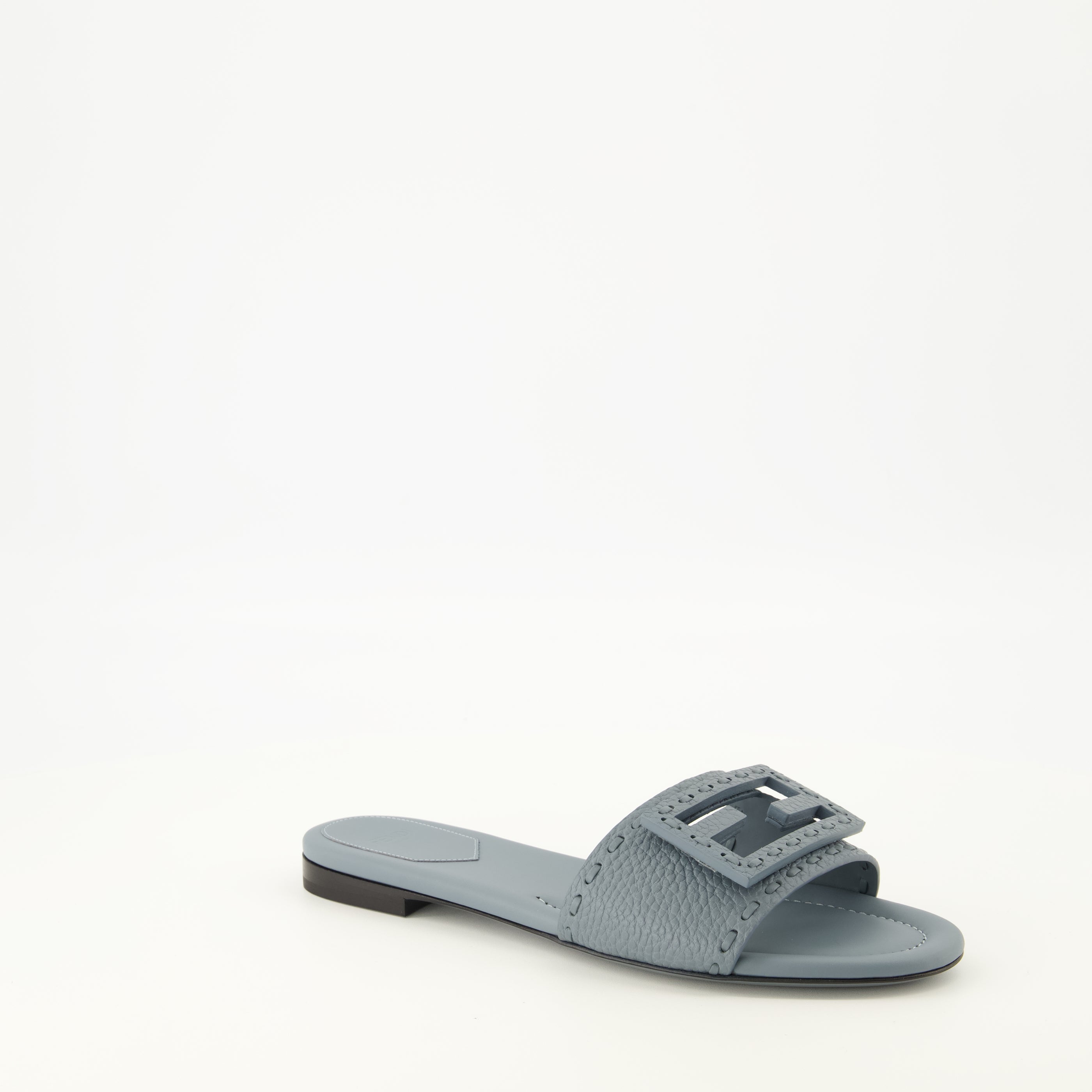 Chaussures ouvertes Mules Baguette en cuir bleu Fendi Bleu Femme