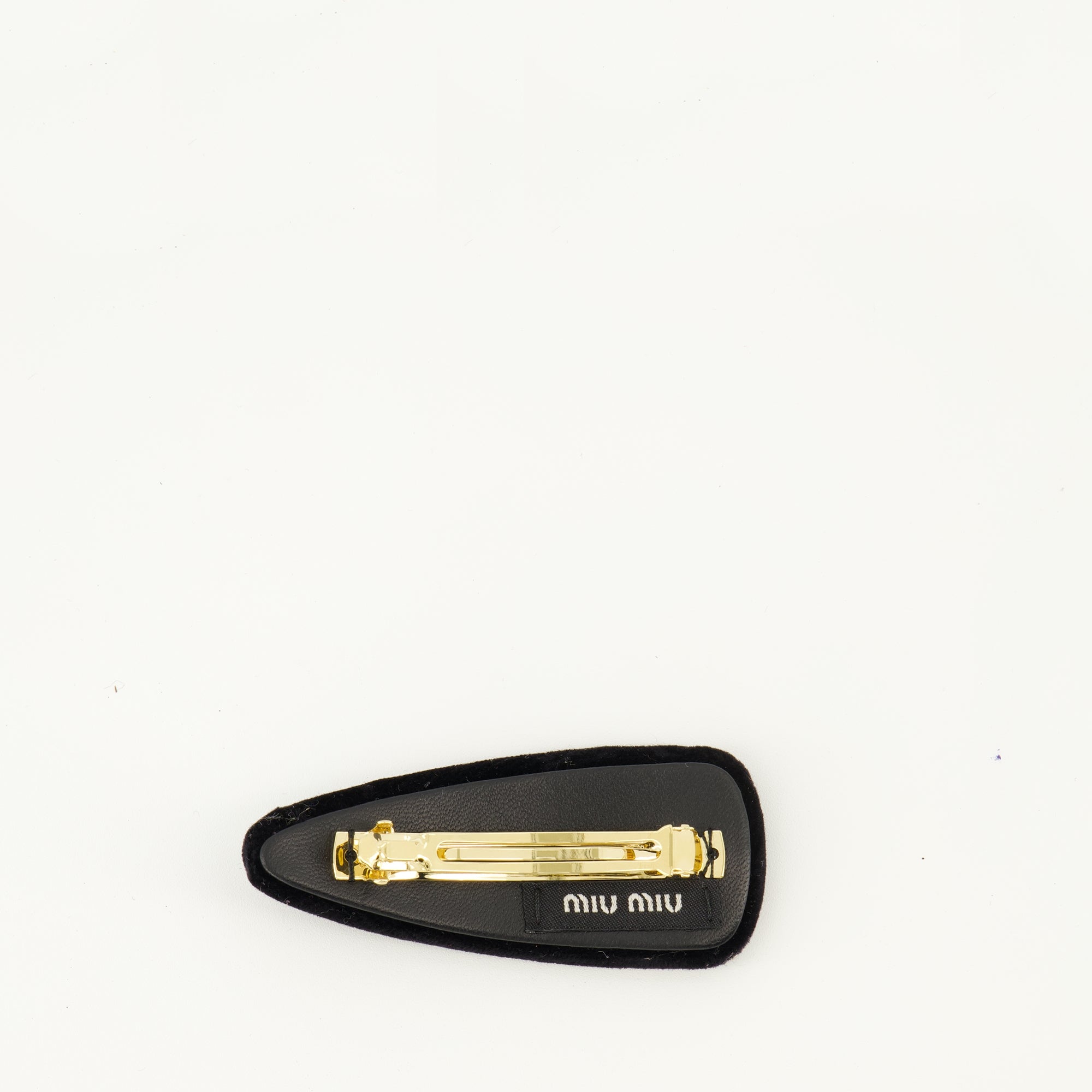 Image of the Miu Miu Women's Black Velvet Hair Clip - Spring-Summer 2026 - Back View