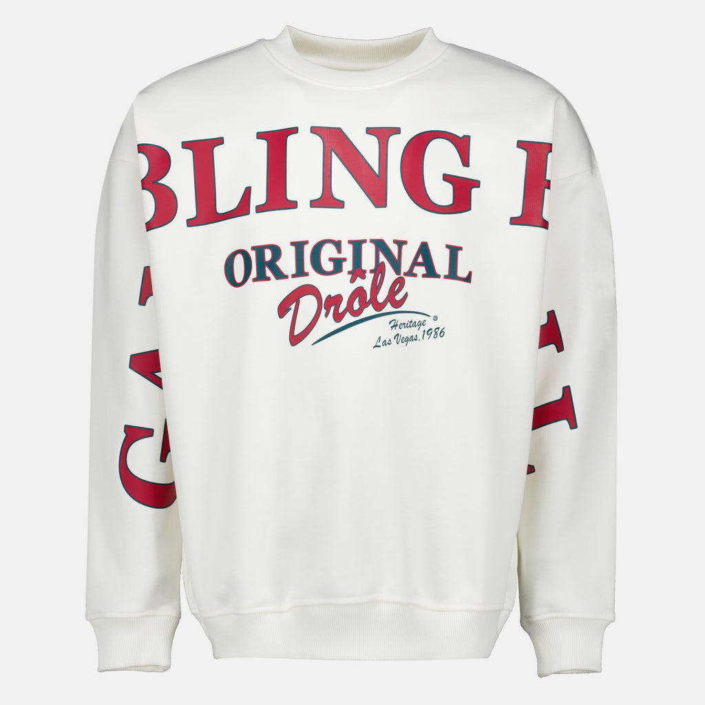 Sweatshirts Printed White Sweatshirt Drole De Monsieur Blanc Homme