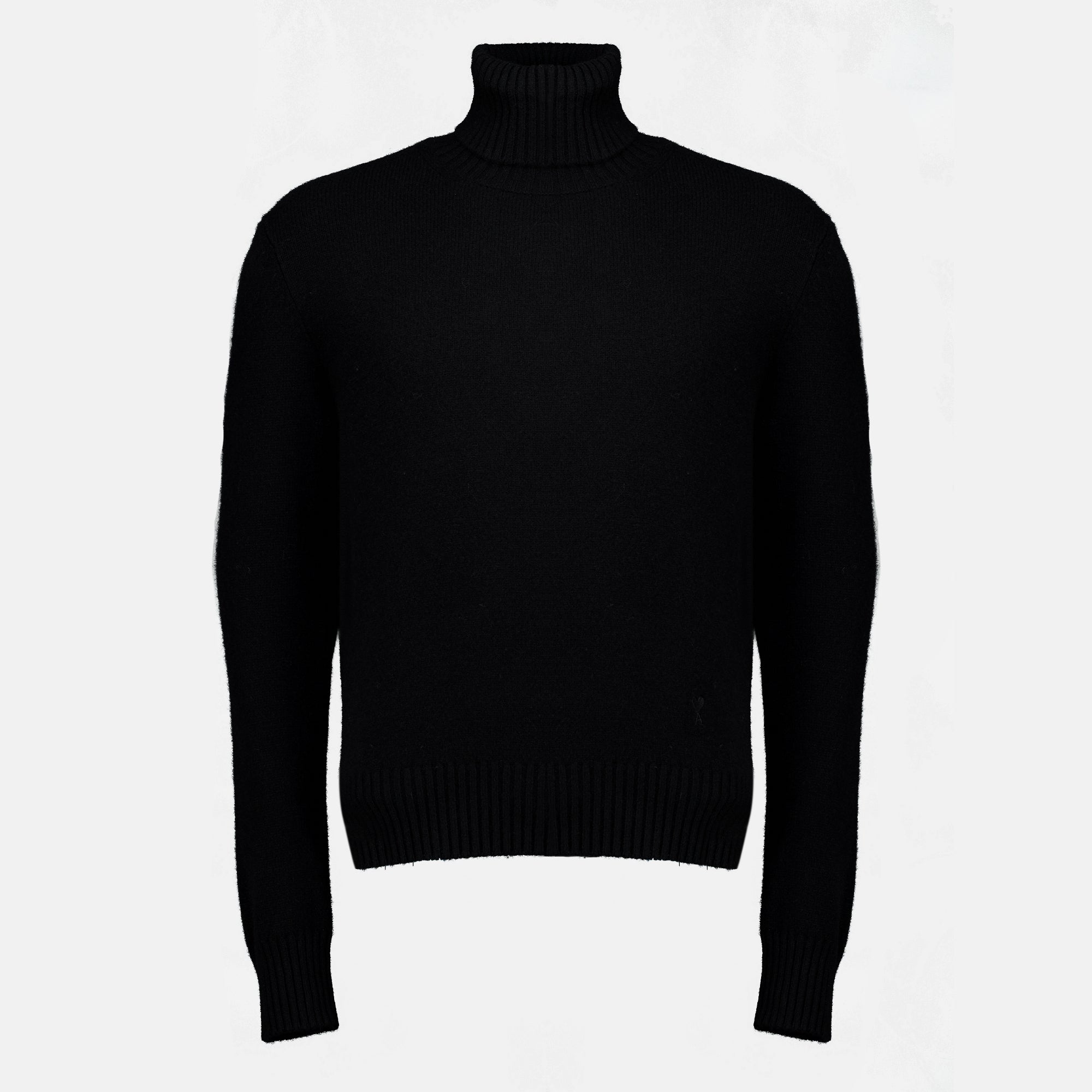 Maille Suéter de Cuello Alto Negro con Corazón AMI Ami PARIS Noir Homme