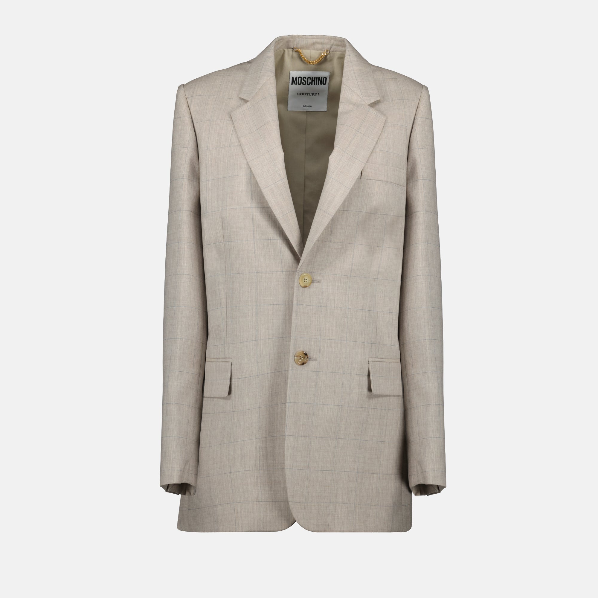 Vestes Blazer à carreaux Moschino Beige Femme