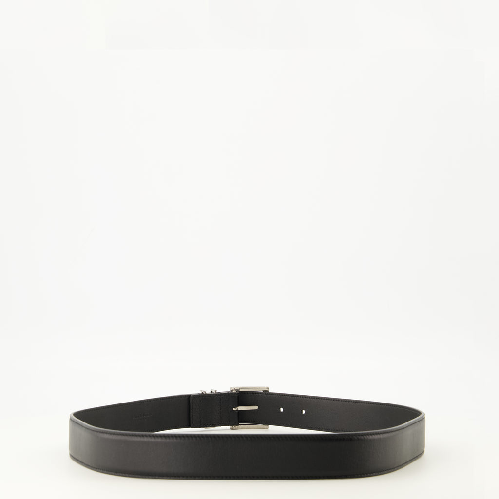 Ceintures 카산드르 바딤 블랙 가죽 벨트 Saint Laurent Noir Homme