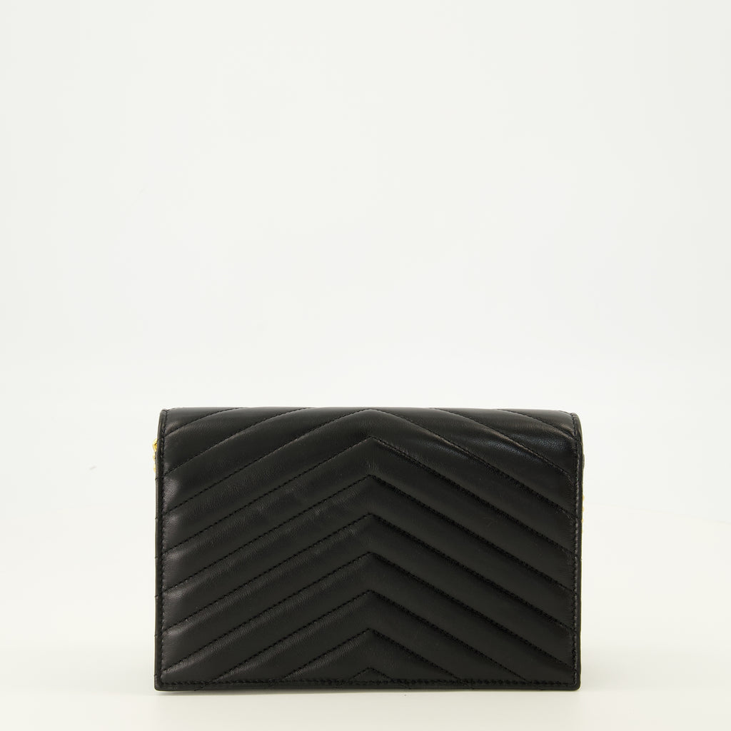 Sacs bandoulière カサンドル ウォレット ブラックレザー チェーン付き Saint Laurent Noir Femme