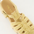 Chaussures ouvertes Sandales Monolith en raphia Prada Beige Femme