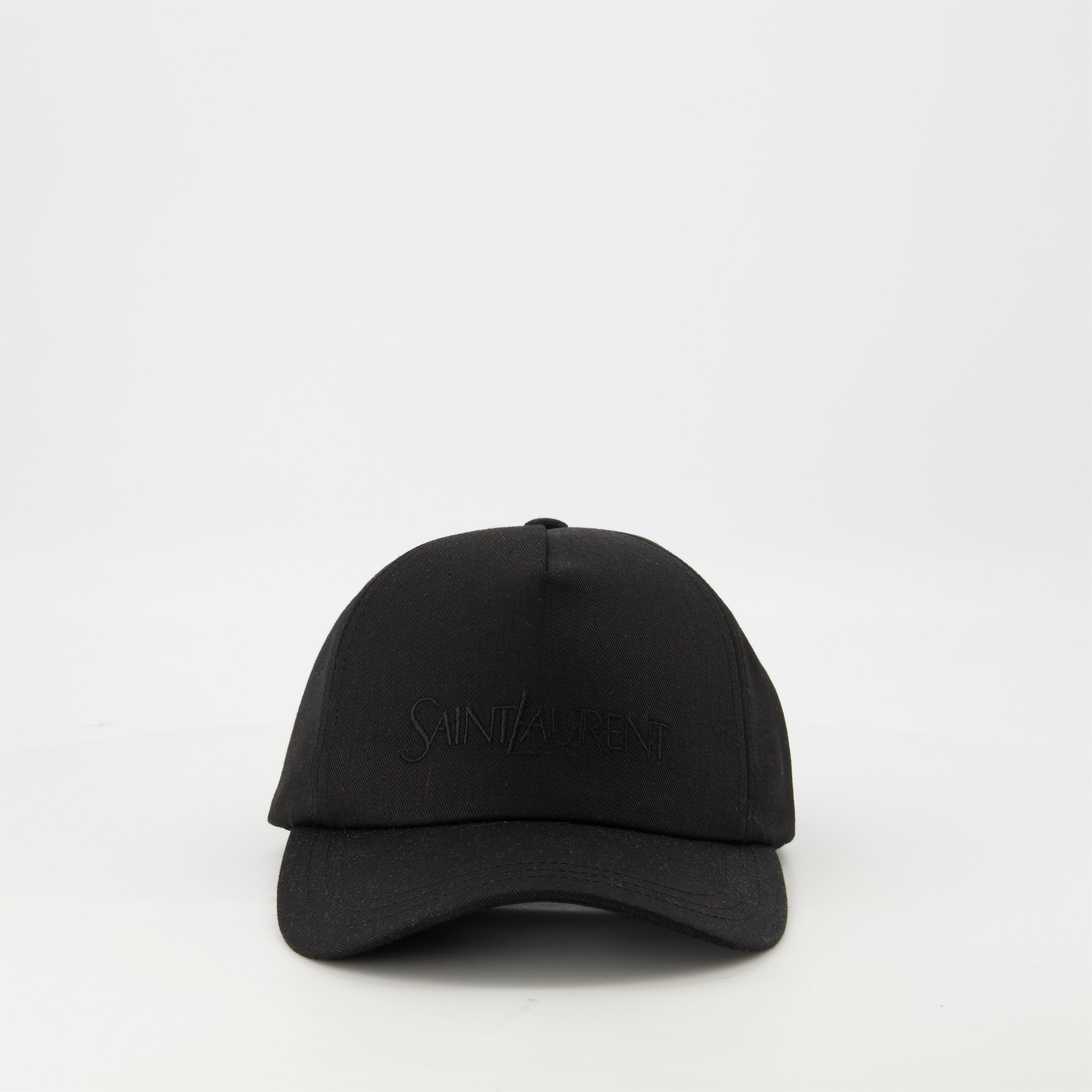 Hats, caps and beanies Embroidered Cotton Cap Saint Laurent Black Homme