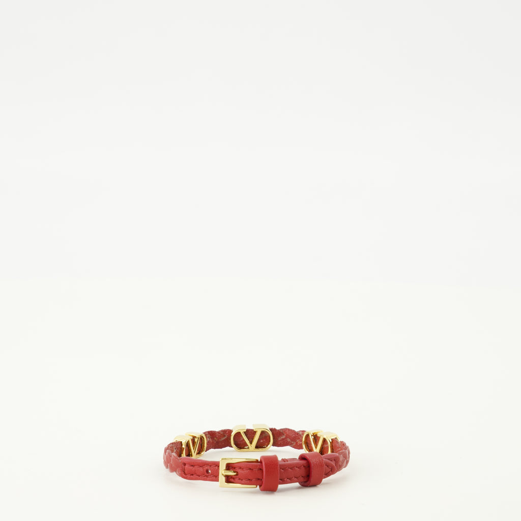 Image de l'article Bracelet en cuir Vlogo rouge de la marque Valentino Garavani pour Femme - Saison Printemps-Été 2026 - Vue de Dos